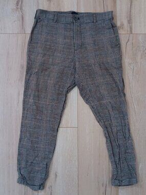 🔥4 for $20🔥H&M Mens Skinny Fit Dress Pants Trousers Brown Plaid Size 30